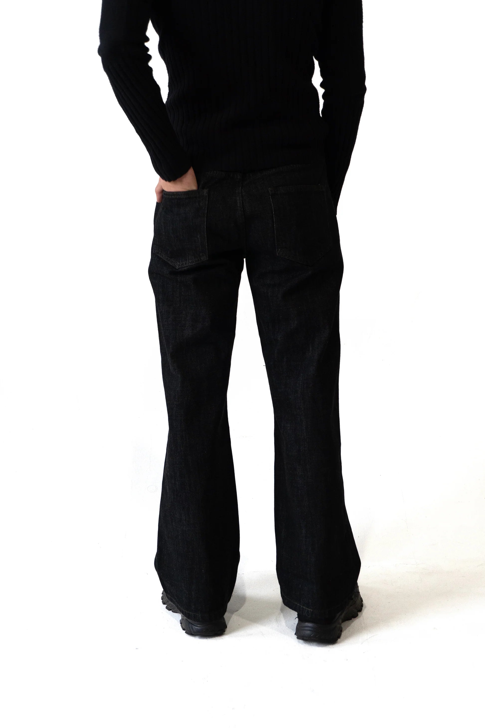 Straight Loose Fit Black Selvedge Denim Pants