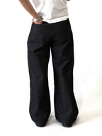 Straight Loose Fit Striped Raw Denim Pants