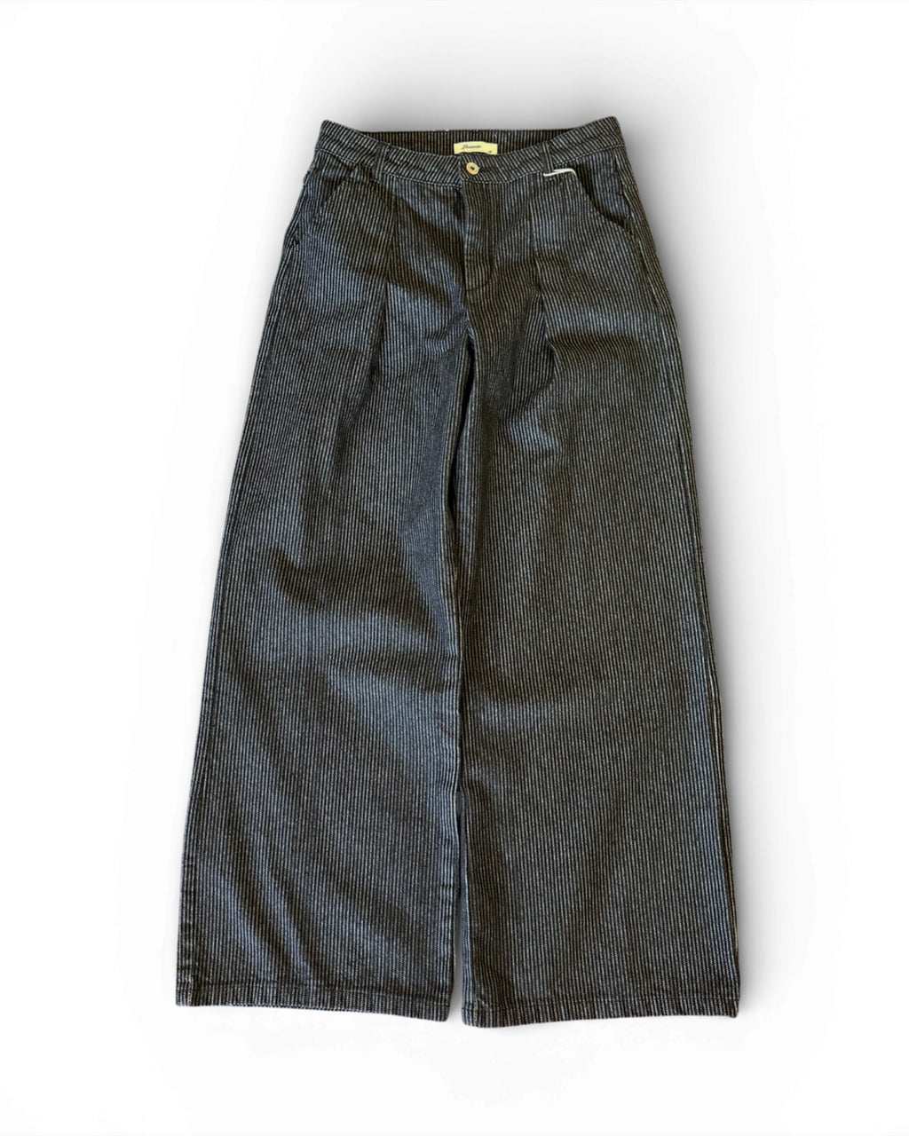 Straight Loose Fit Striped Raw Denim Pants