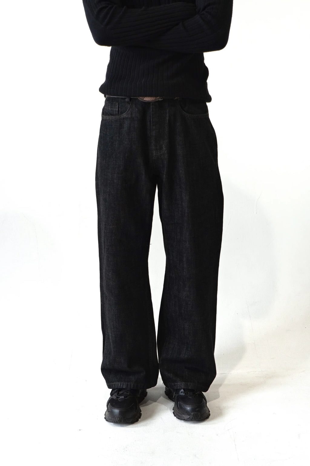 Straight Loose Fit Black Selvedge Denim Pants