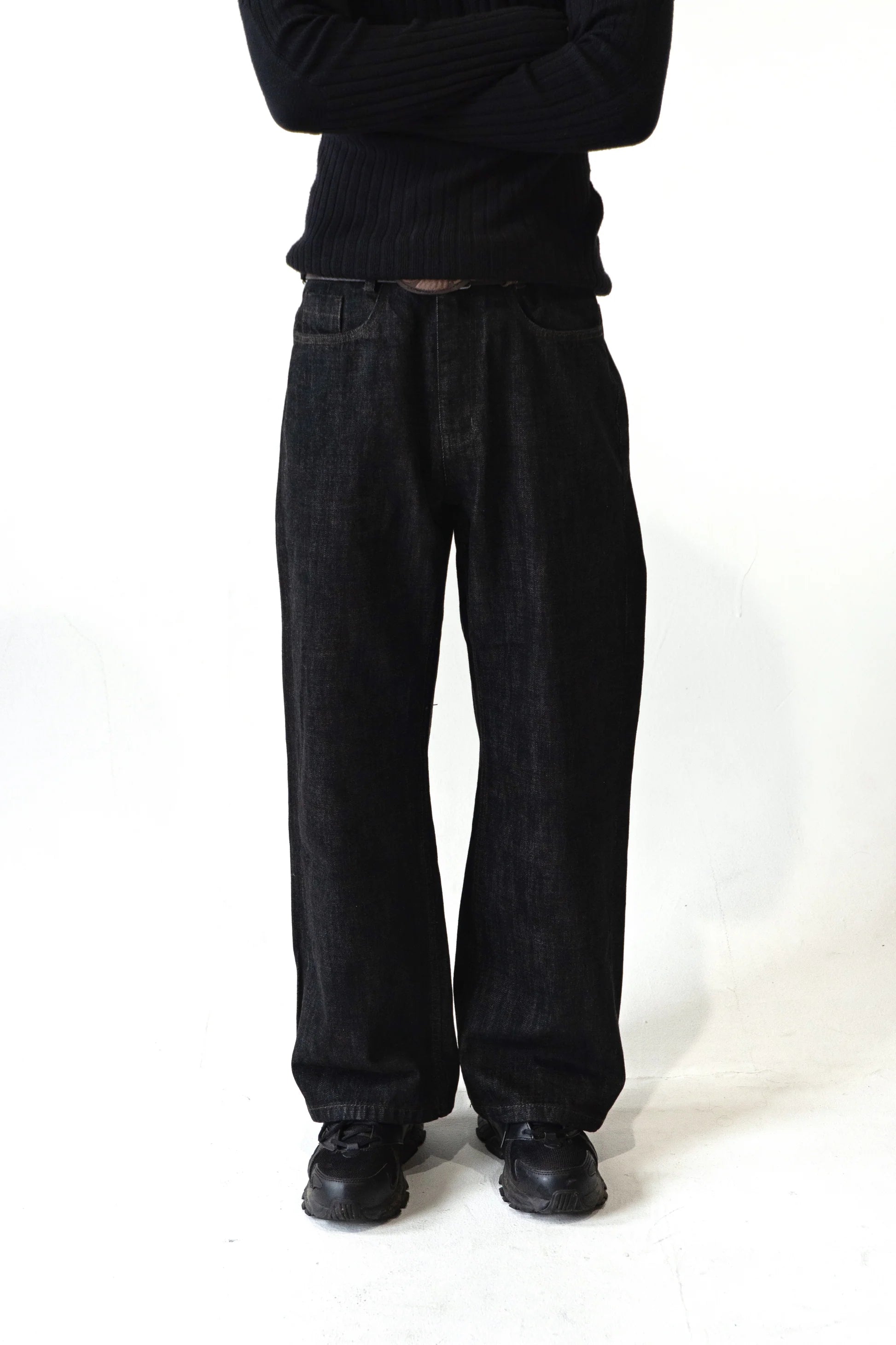 Straight Loose Fit Black Selvedge Denim Pants