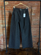 Straight Loose Fit Striped Raw Denim Pants