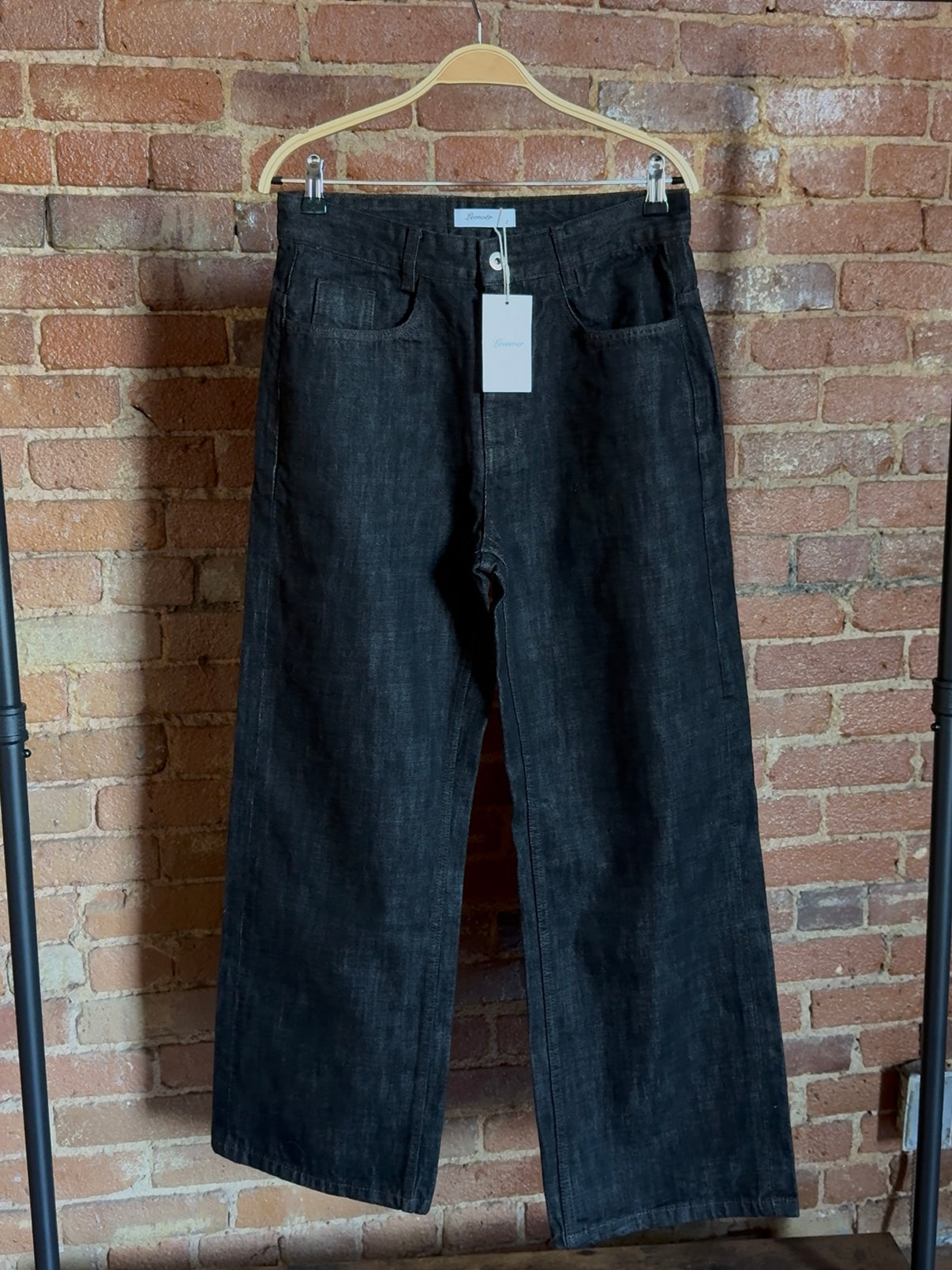 Straight Loose Fit Black Selvedge Denim Pants