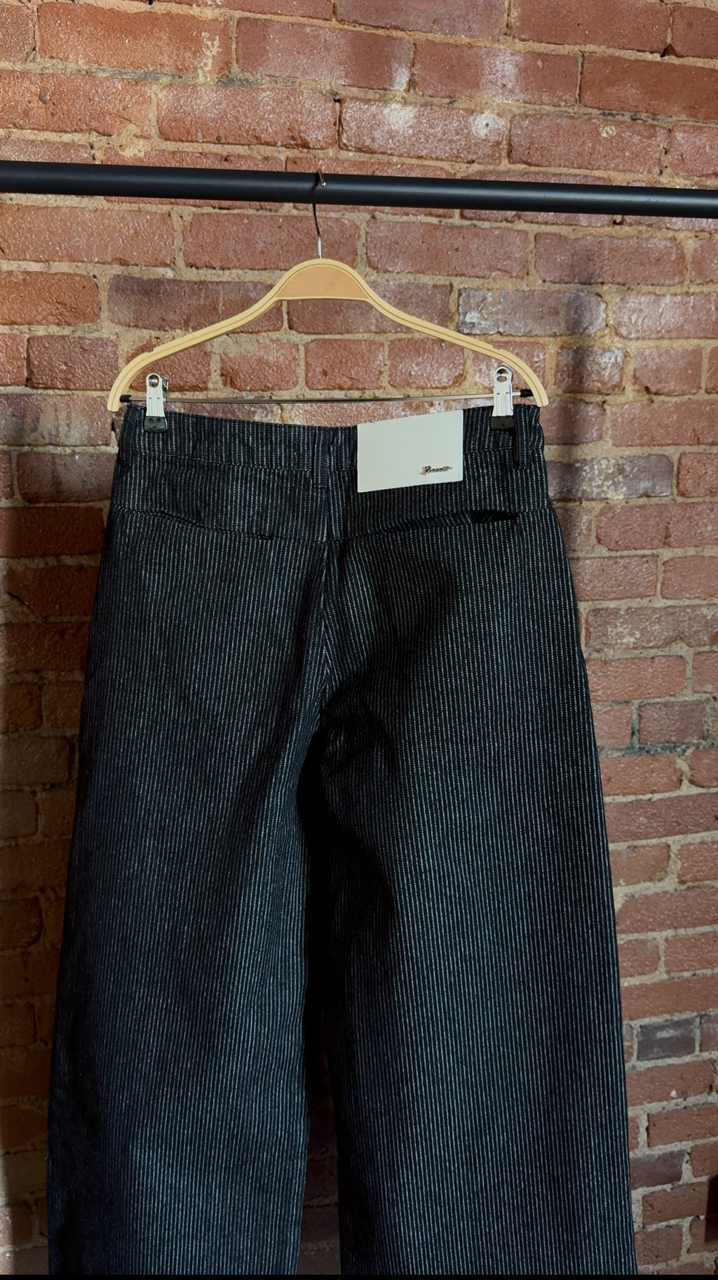 Straight Loose Fit Striped Raw Denim Pants