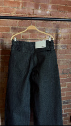 Straight Loose Fit Striped Raw Denim Pants