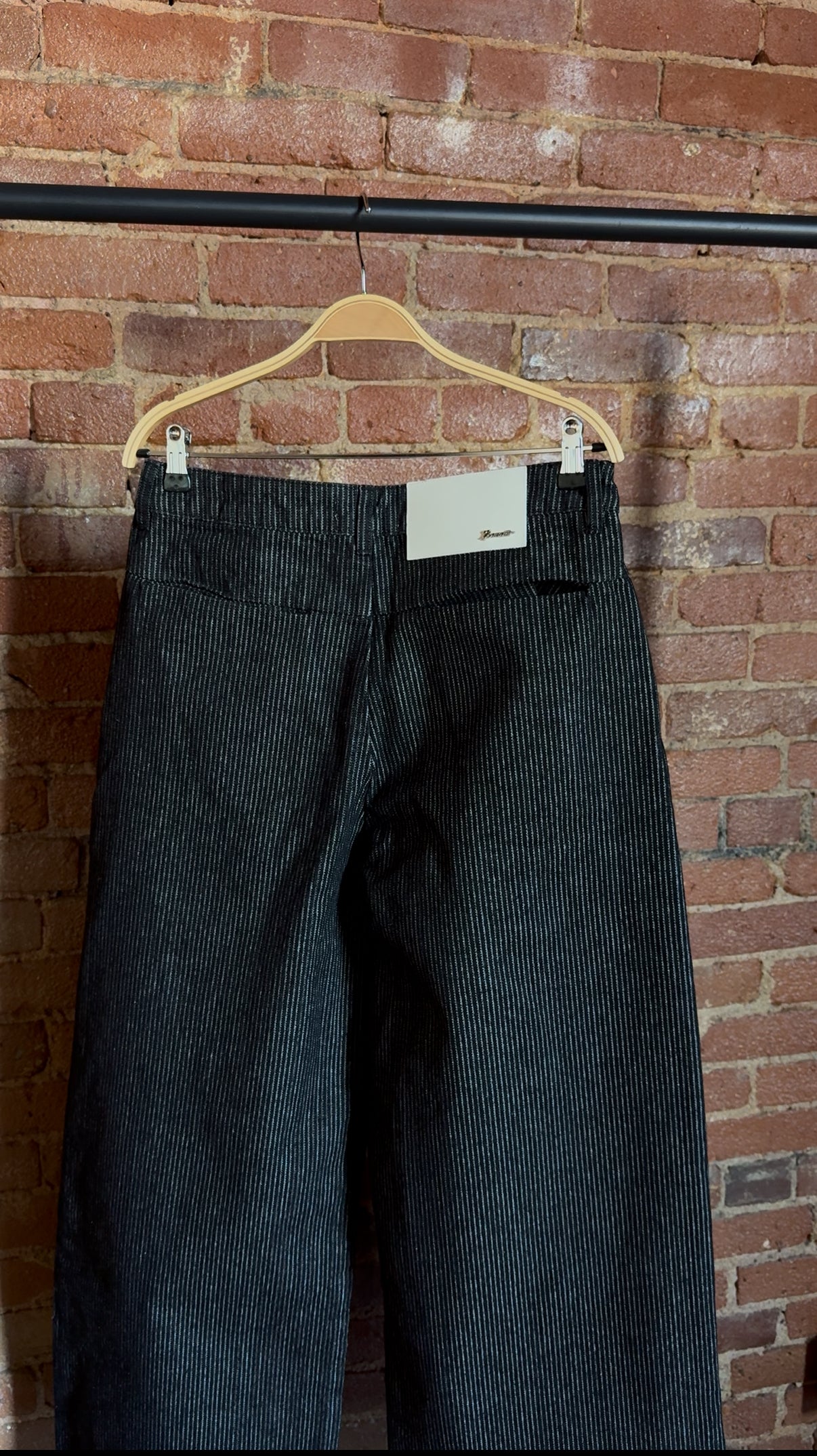 Straight Loose Fit Striped Raw Denim Pants